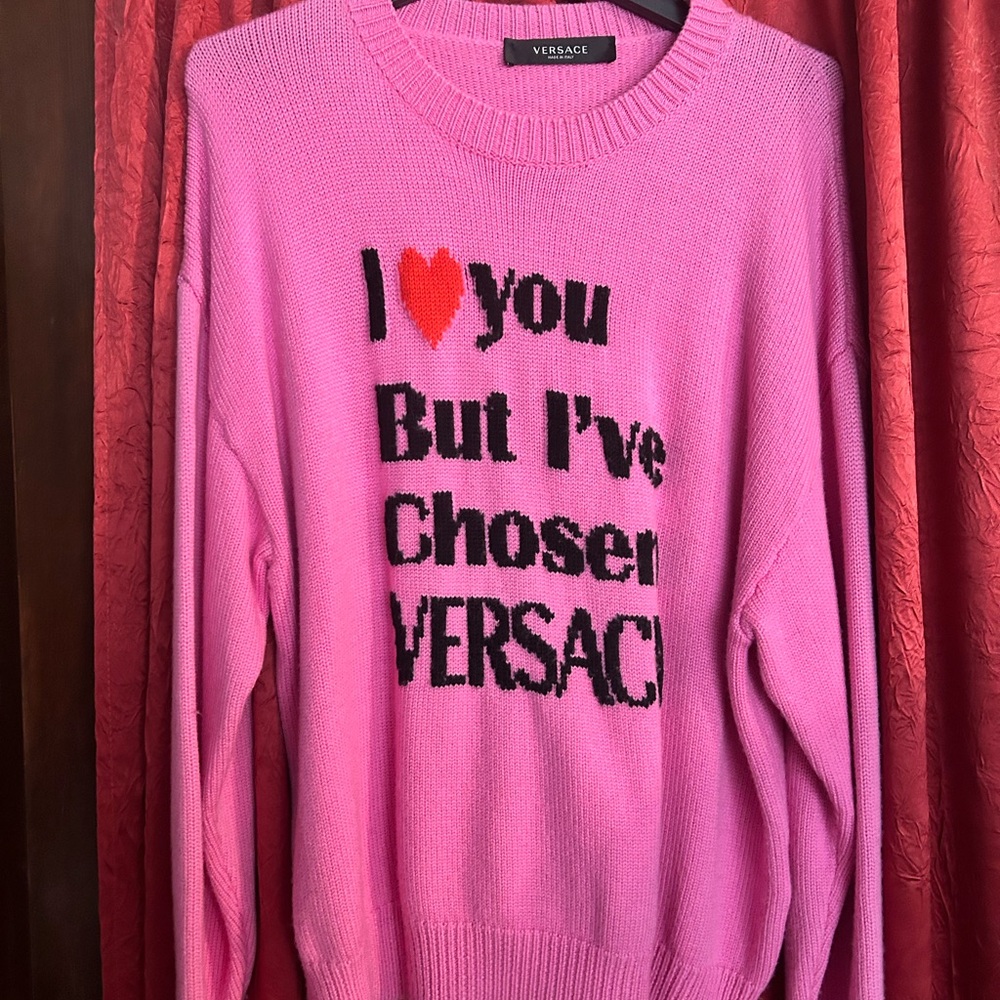 Authentic Versace Pink Graphic Crew Neck Sweater